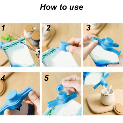 Step-by-step guide on using a food bag clip seal for airtight storage of snacks