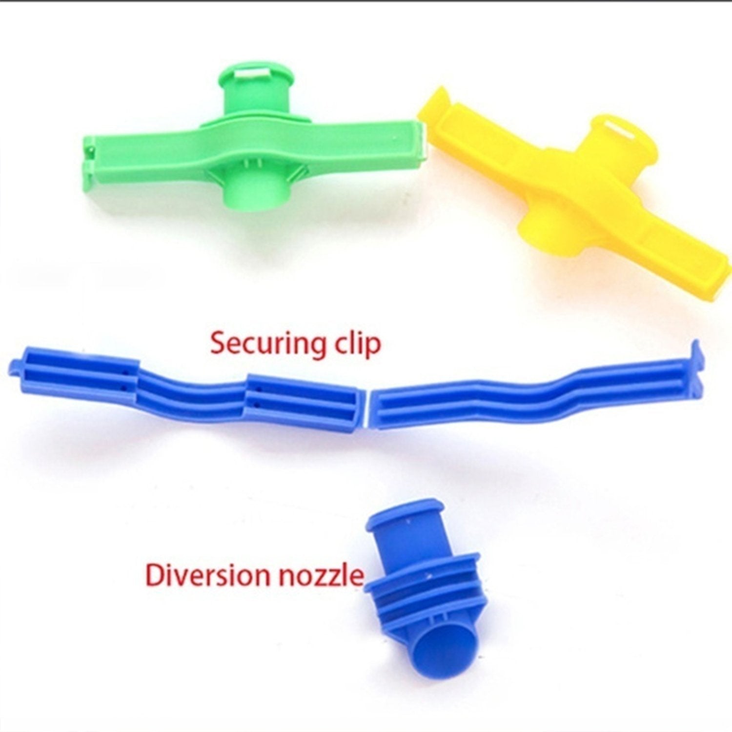 Colorful food bag clip seal set including blue, green, yellow, and red pieces for sealing bags securely