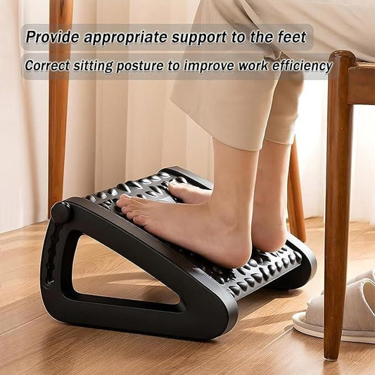 Footrest massage stool designed to support feet and improve sitting posture for better work efficiency