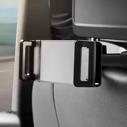 Black adjustable headrest car mount holder for tablets and phones with clamp for hands free rear seat viewing