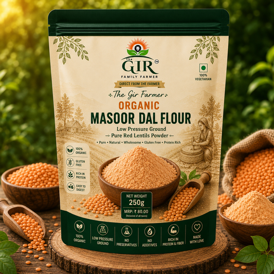 Organic Masoor Dal Flour | Low Pressure Ground Pure Red Lentils Powder