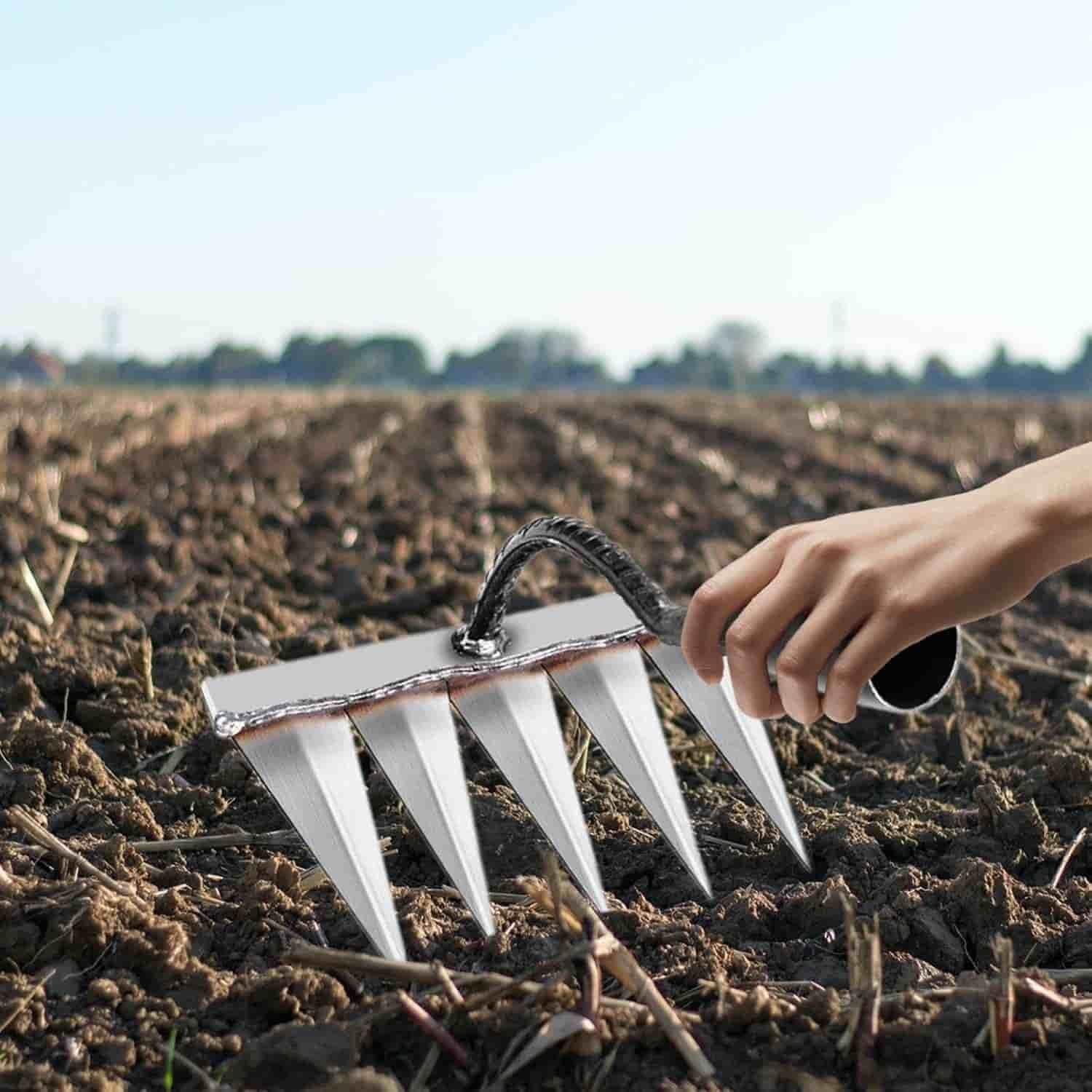 Stainless Steel Garden Weeder with five sharp blades for easy weeding in soil and garden beds