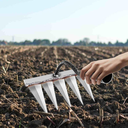 Stainless Steel Garden Weeder with five sharp blades for easy weeding in soil and garden beds