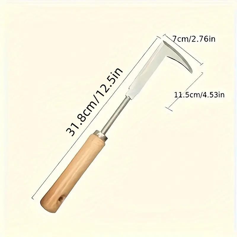 handheld weeding tool for gardens The Gir Farmer wooden handle stainless shaft L shaped hoe 12 and a half inch