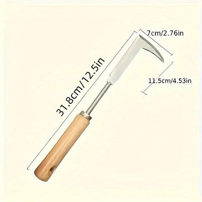 handheld weeding tool for gardens The Gir Farmer wooden handle stainless shaft L shaped hoe 12 and a half inch