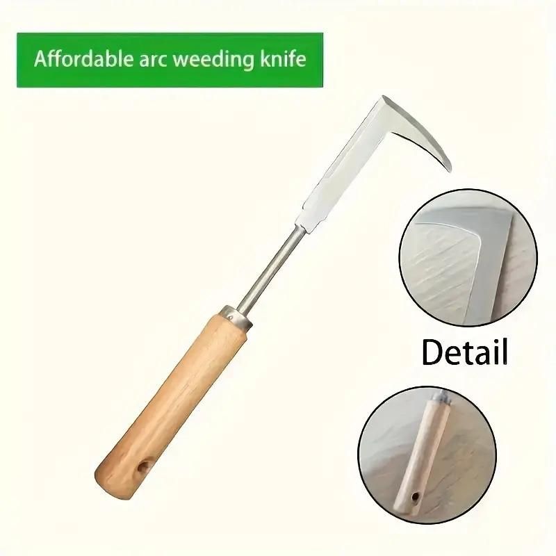 The Gir Farmer arc weeding knife with wooden handle and stainless steel blade handheld weeding tool for gardens