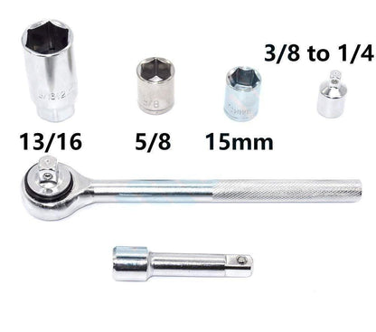 The Gir Farmer multipurpose screwdriver set with ratchet handle and multiple socket sizes in chrome finish