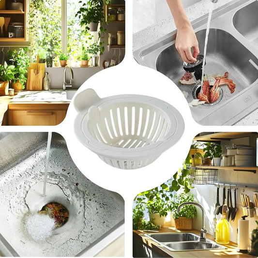 The Gir Farmer white sink strainer for food particles with multiple kitchen sink setups