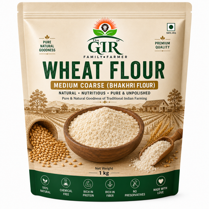 THE GIR FARMER Organic Wheat Bhakhri Flour in 1 kg bag, perfect for making traditional Indian flatbreads