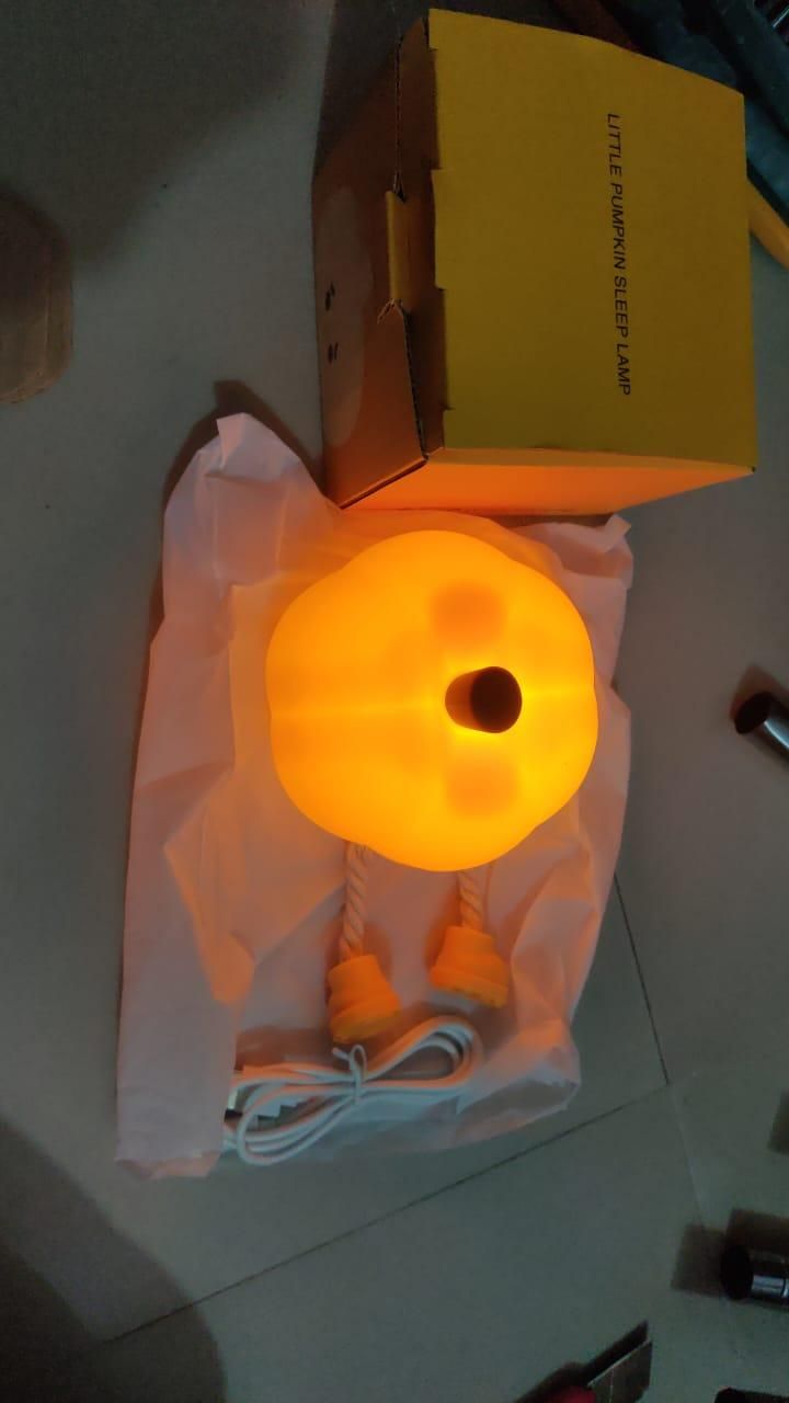 THE GIR FARMER touch control silicone lamp shaped like a donut emitting warm orange light with charging cable