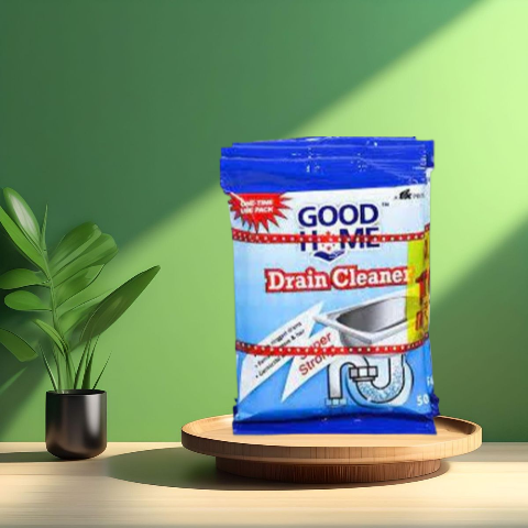 THE GIR FARMER Good Home Drain Cleaner powder package for unclogging drains and pipes