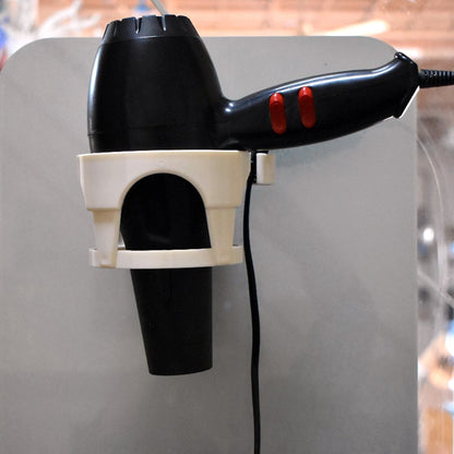 Your Brand hair dryer holder wall mount displaying a black hair dryer securely held in place