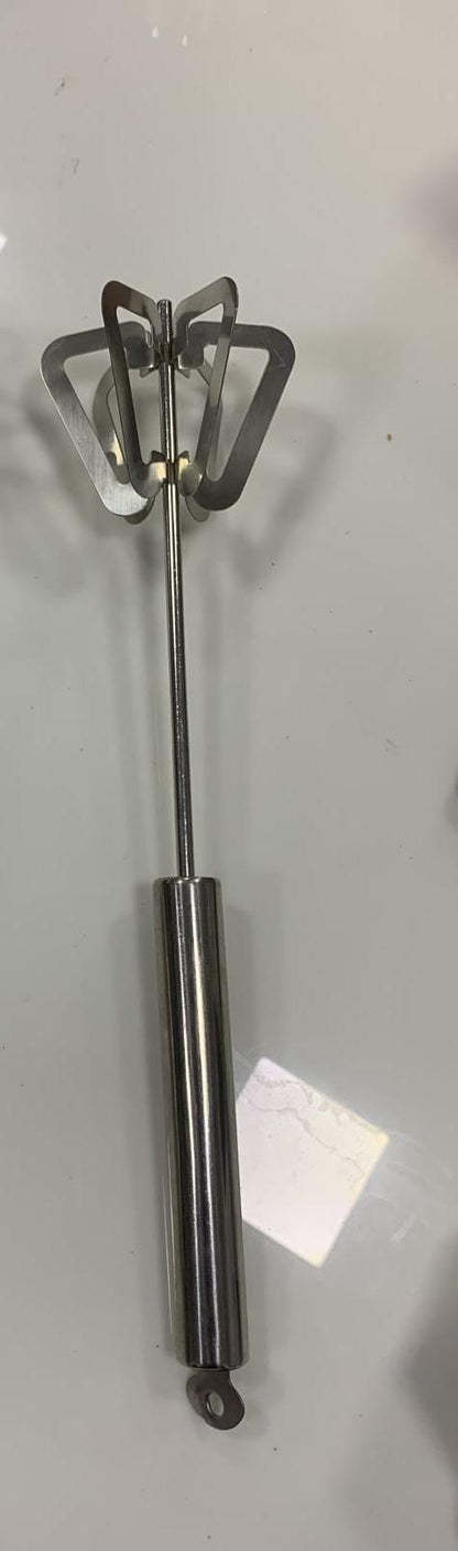Stainless steel hand whisk mixer for baking with dual flat beaters and ergonomic handle
