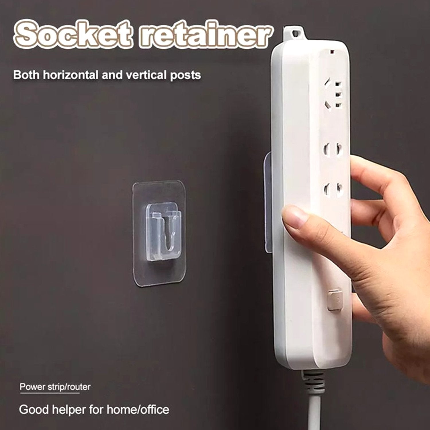 Heavy duty adhesive wall hooks for securely holding power strips and routers in home or office settings