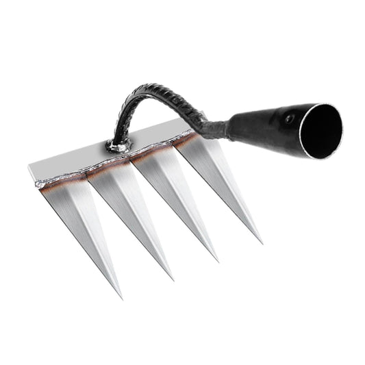 heavy duty iron garden rake with sturdy metal tines for efficient gardening tasks
