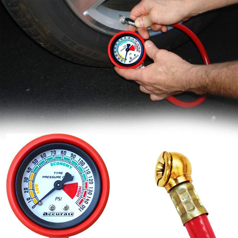 Heavy duty tire inflator gauge showing accurate tire pressure measurement for vehicles