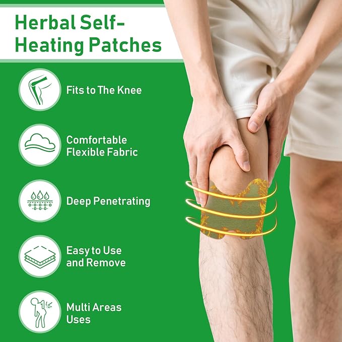 herbal knee pain relief patches providing deep penetrating warmth for effective pain relief