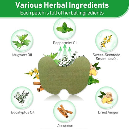 Herbal knee pain relief patches showcasing various herbal ingredients like peppermint and eucalyptus oils