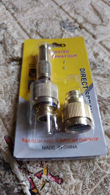 High pressure brass water spray nozzle packaged for easy use in garden and outdoor applications