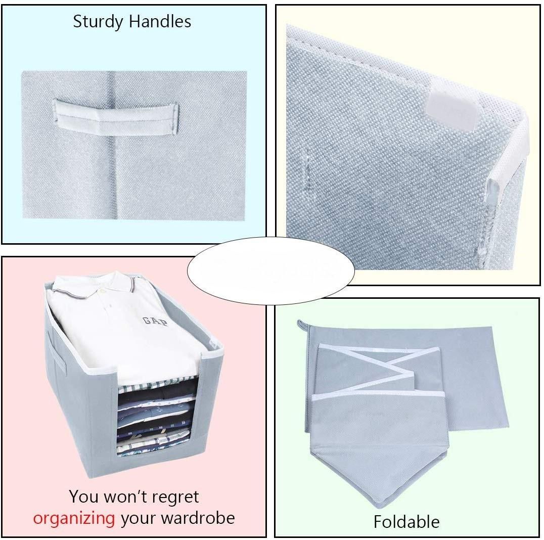 THE GIR FARMER foldable cloth organizer set fabric storage bin with sturdy handles stacking shirts and folded flat