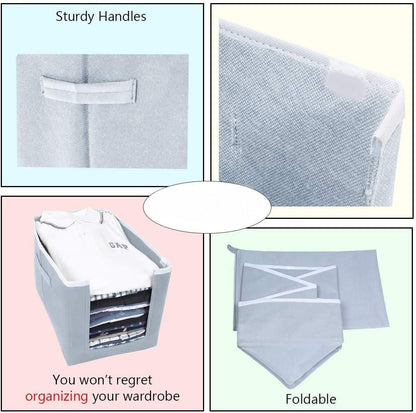 THE GIR FARMER foldable cloth organizer set fabric storage bin with sturdy handles stacking shirts and folded flat