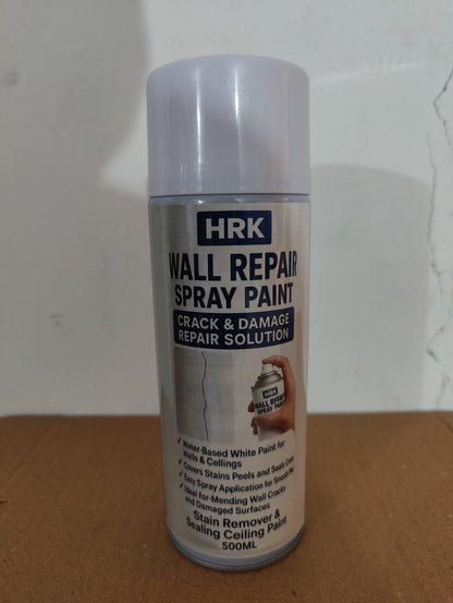 HRK wall repair spray paint in silver can for crack and damage repair on walls and ceilings