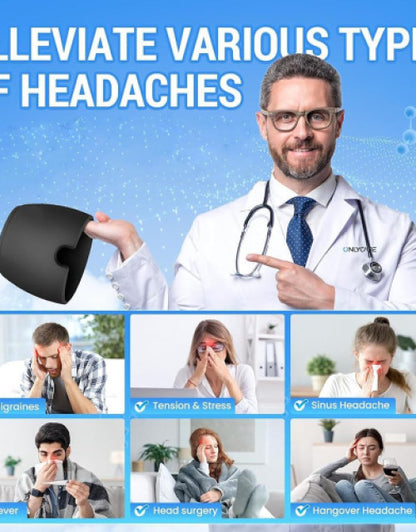 Ice gel headache relief mask for alleviating various types of headaches like migraines and tension