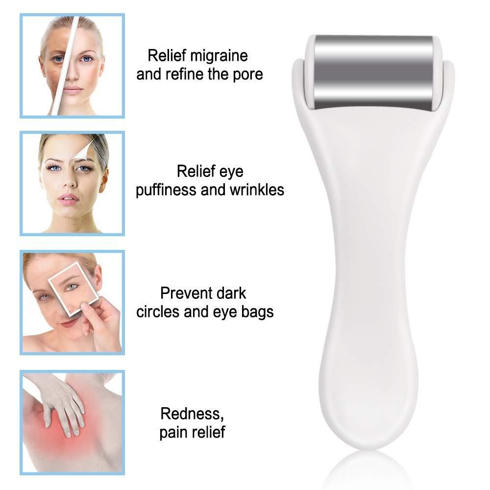 Ice roller for face designed to reduce puffiness, redness, and migraine relief with soothing effects
