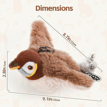 Soft interactive cat toy for indoor cats designed like a realistic bird with plush material