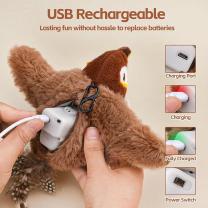 USB rechargeable interactive cat toy for indoor cats with charging features and easy power switch