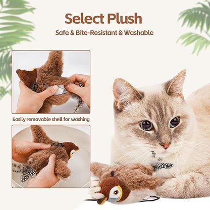 Interactive cat toy for indoor cats featuring a plush design that is safe and washable