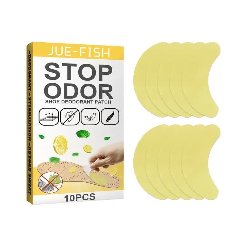 JUE-FISH Stop Odor shoe deodorant patch pack containing 10 pieces for odor elimination in footwear