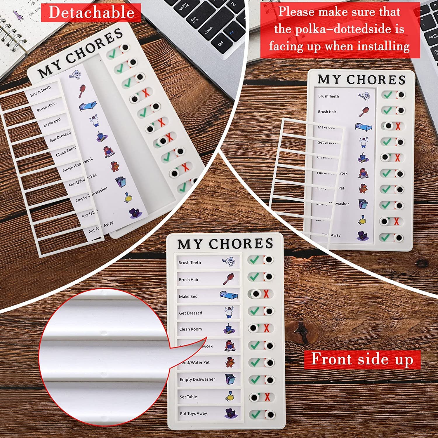 Your Brand kids chore chart board featuring detachable sections for task organization