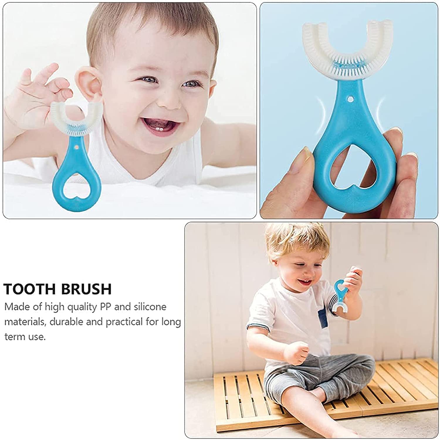 Your Brand kids u shaped toothbrush in blue, designed for easy grip and effective cleaning for children