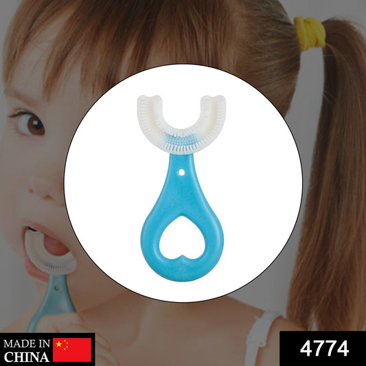 Kids U Shaped Toothbrush in Blue for Easy and Effective Teeth Cleaning for Children