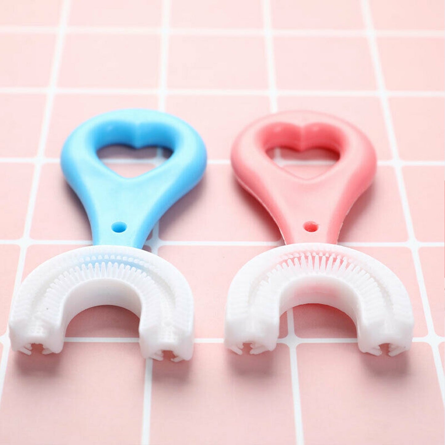 Kids U Shaped Toothbrush in Blue and Pink for Easy Teeth Cleaning
