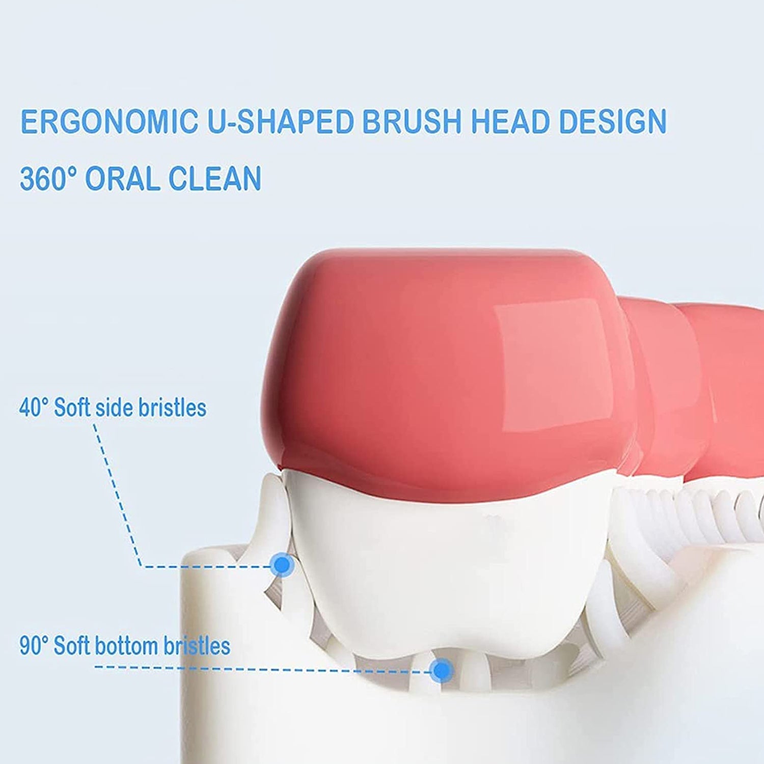Kids U Shaped Toothbrush with ergonomic brush head design for 360 oral clean and soft bristles