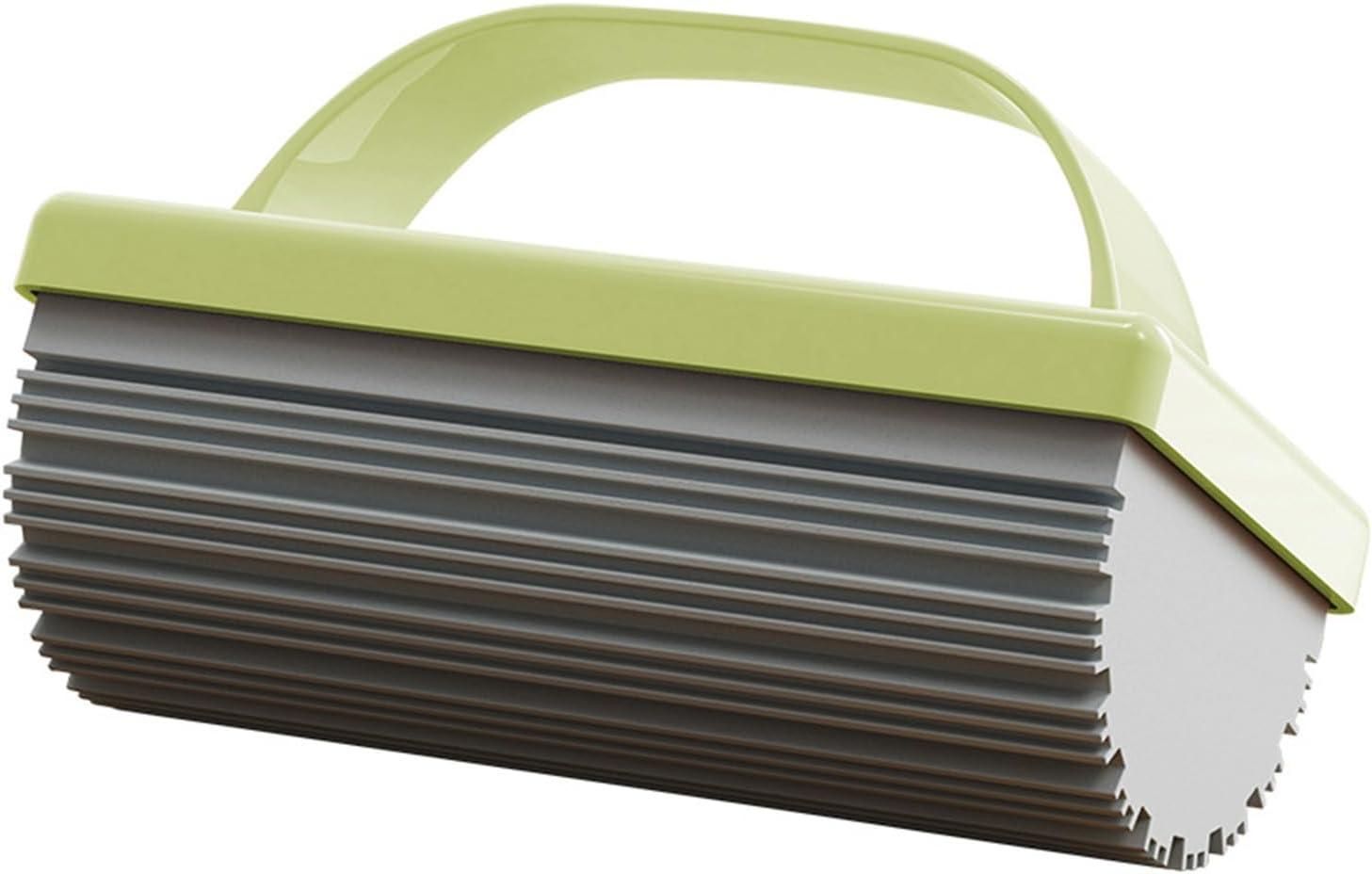 THE GIR FARMER handheld reusable scrubber for kitchen with green handle and gray ridged silicone scrubbing pad