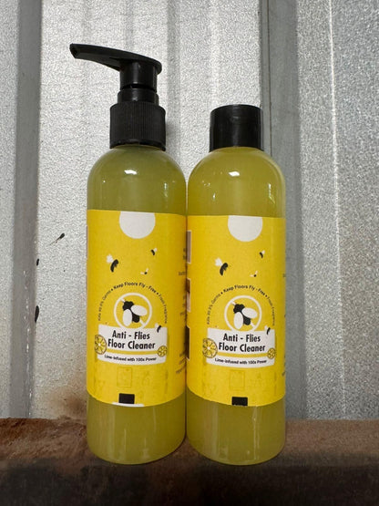 THE GIR FARMER anti flies floor cleaner two bottles with yellow labels and pump natural fly repellent pack of 2