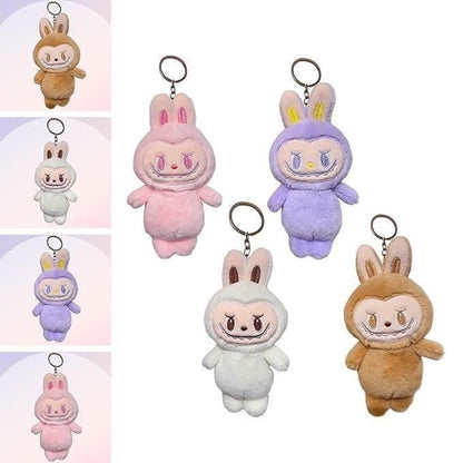 THE GIR FARMER Labubu bunny doll gift keychains in pink purple white and brown plush designs
