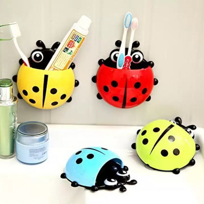Colorful ladybug toothbrush holder to organize brushes and toothpaste in your bathroom