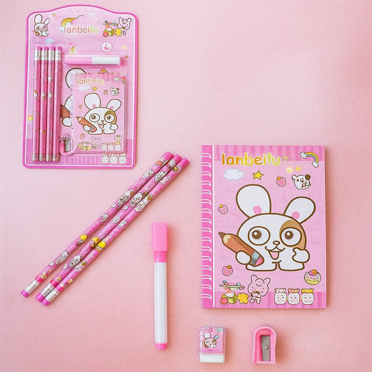 Cute kids stationery kit with diary featuring colorful pencils and adorable designs for creative kids