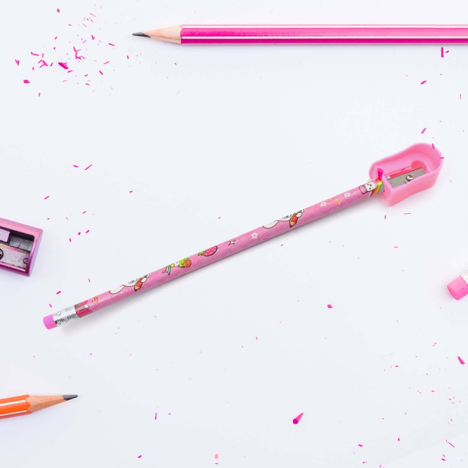 Colorful kids stationery kit with diary featuring pencils and a sharpener for creative fun