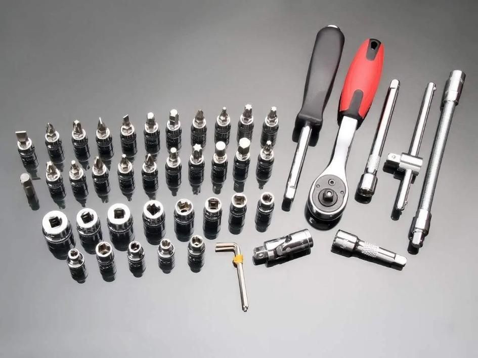 Large all-in-one repair toolkit with various screwdriver bits ratchet handles and extension bars