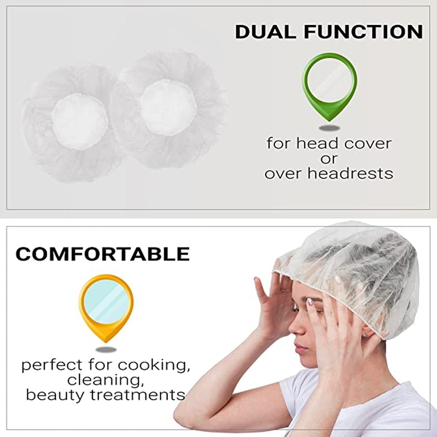 Large disposable shower caps for women, ideal for hair protection during cooking and beauty treatments