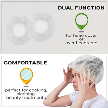 Large disposable shower caps for women, ideal for hair protection during cooking and beauty treatments