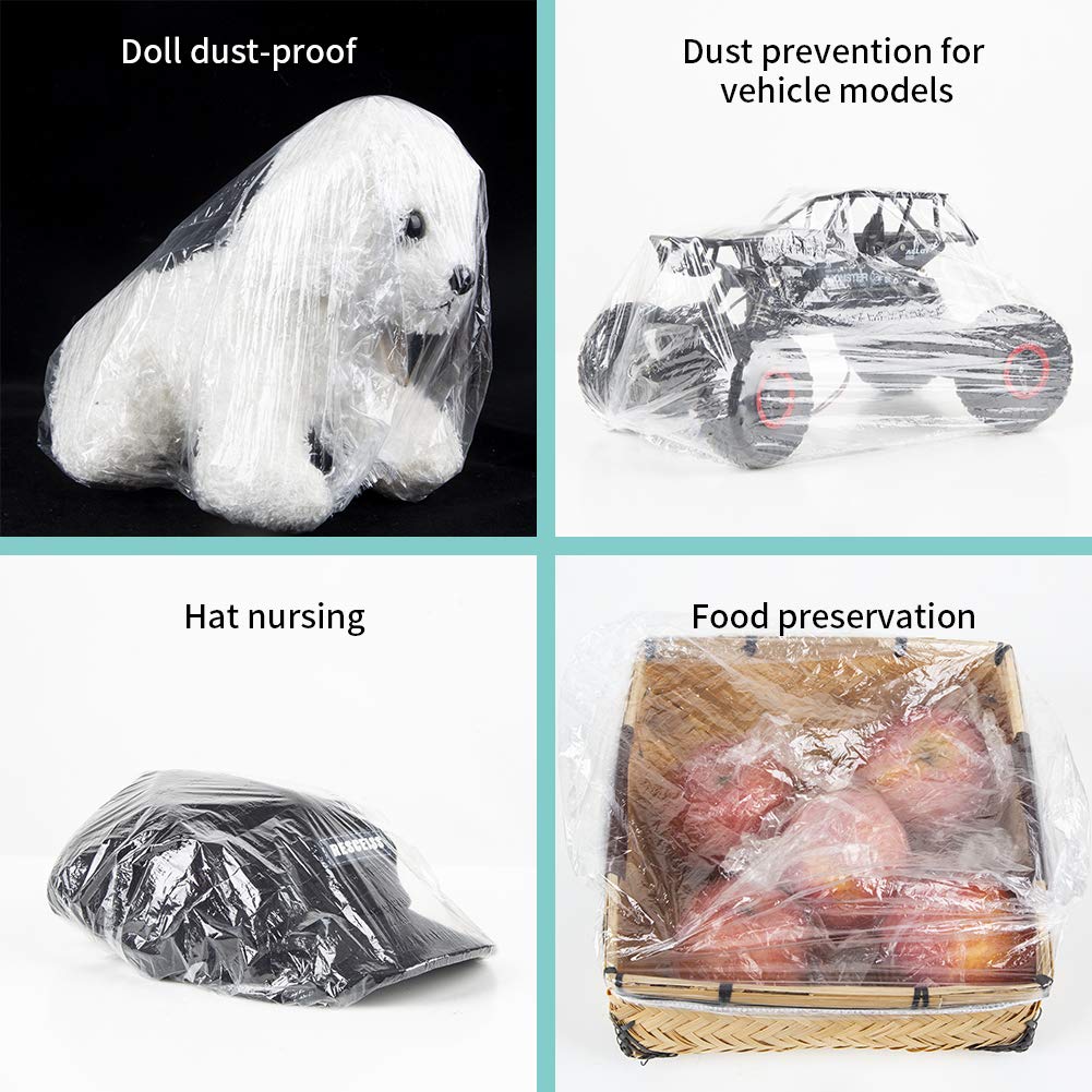 Large disposable shower caps for women used for dust protection on dolls, toys, and food items