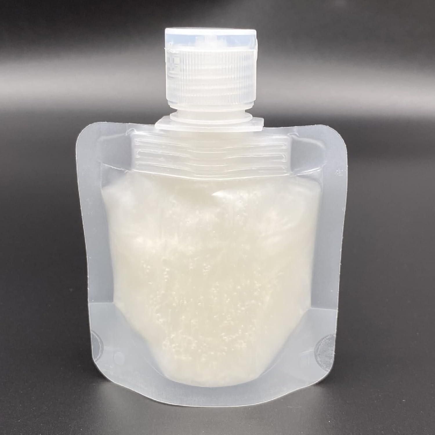 Clear leakproof travel pouches for liquids with white screw cap by THE GIR FARMER