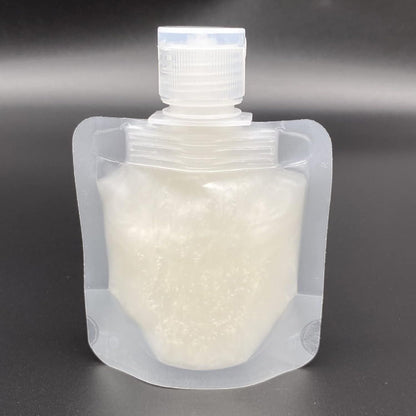 Clear leakproof travel pouches for liquids with white screw cap by THE GIR FARMER