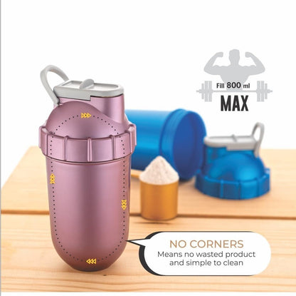 THE GIR FARMER leakproof workout shaker cup in pink with 800 ml capacity and no corners for easy cleaning
